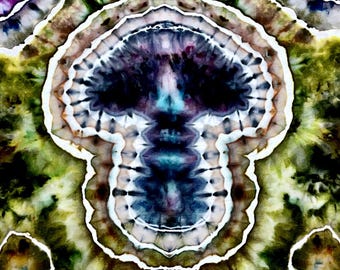 Mushroom Ice Dye T-Shirt - Muted Colors - Purple, green,  blue - One-of-a-kind - Handmade Gift
