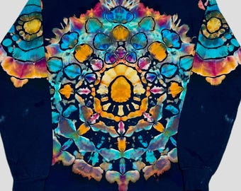 Mandala Reverse Dye Long Sleeve Shirt, Made-to-Order Boho Wearable Art