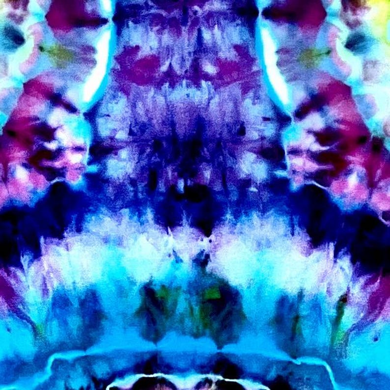 May include: Abstract tie-dye pattern in shades of blue, purple, and white. The design features a blend of colors and textures, creating a visually dynamic and artistic effect. The artwork has a watercolor-like appearance.