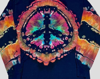 Peace Sign Reverse Dye Long Sleeve Shirt, Made-to-Order Hippie Tee
