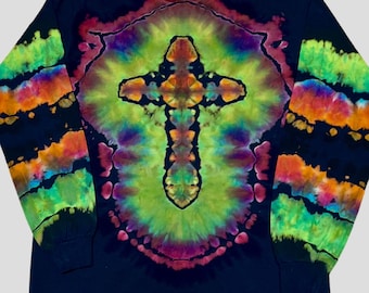 Christian Cross Reverse Dye Long Sleeve Shirt, Made-to-Order Faith Tee