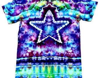 Handmade Star Tie Dye Shirt, Ice Dye Bella Canvas Small Tee, Celestial Galaxy Top