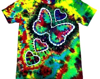 Butterfly Heart Tie Dye Shirt, Rainbow Liquid Dye, Bella Canvas Small Tee