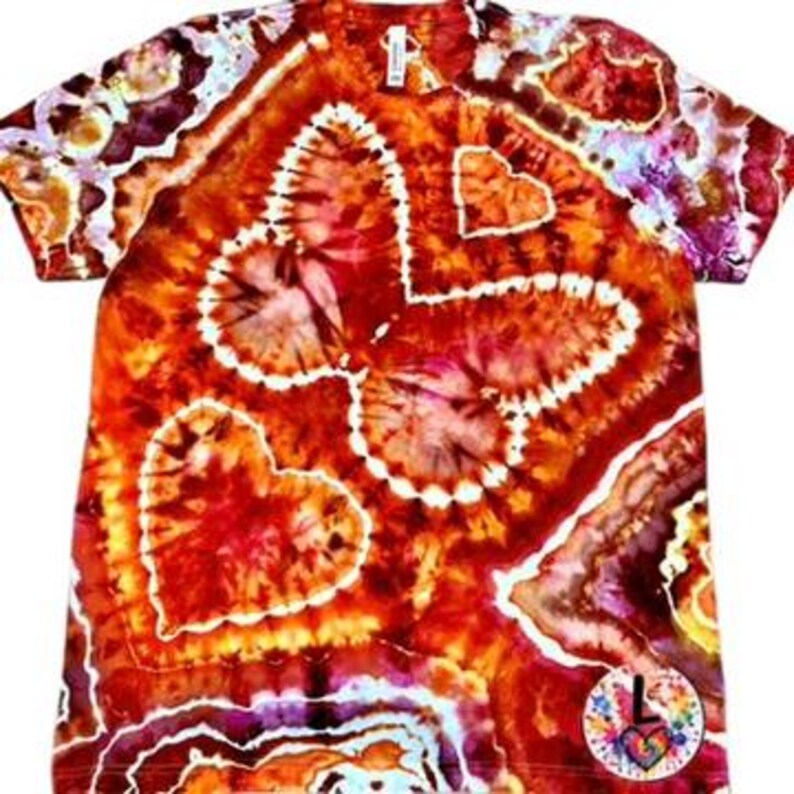 Hand Dyed Butterfly Heart Tie Dye Shirt | Sunset Geode Ice Dye L US women's letter