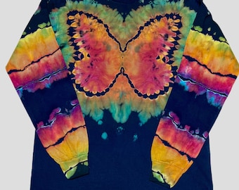 Butterfly Heart Reverse Dye Long Sleeve Shirt, Made-to-Order Colorful Tee