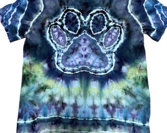 Hand Dyed Paw Print Tie Dye Shirt | Puppy Love Short Sleeve