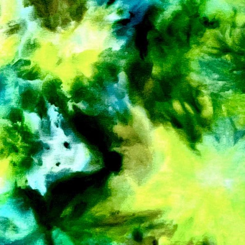 May include: An abstract digital art piece featuring a vibrant blend of colors including bright lime green, deep forest green, turquoise, and soft yellow. The composition displays fluid, cloud-like shapes and blended textures throughout the entire frame.