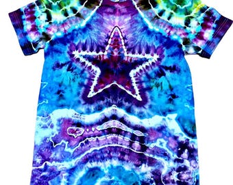 Star Tie Dye Shirt, Ice Dye Bella Canvas Tee, Celestial Festival Top