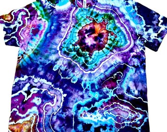 Sea Turtle Geode Ice Dye Shirt | Ocean Reef Tie Dye Tee (2XL)