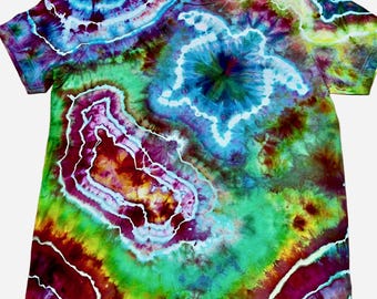 Tropical Rainbow Sea Turtle Tie-Dye Shirt, One-of-a-Kind Large Tee