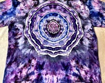 Purple Mandala Ice Dye Shirt – One-of-a-Kind Geode Tie Dye Tee, Bella+Canvas XL