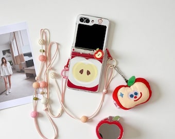 Fruit Magnetic Case For Samsung Z Flip 7/6/5, Cute Hinge Protection Cover with Hand Rope Lanyard, Magsafe Compatible