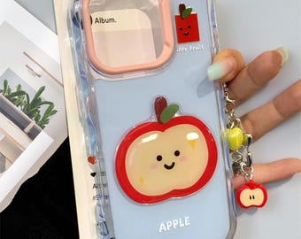 Watermelon and Apple Pendant Jelly Phone Case for iPhone 16 15 14 13 Pro Max – Soft Cover for Girls