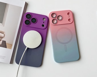 Double Color Gradient Magnetic Silicone Case for iPhone 17 Pro Max, 17 Air, 16 Series, 15, 14 Plus, 13, 12, 11 Pro Max – MagSafe Cover