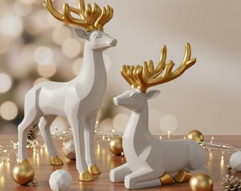 Christmas Deer 3D Model – Minimalist Reindeer Sculpture (STL, 3MF)