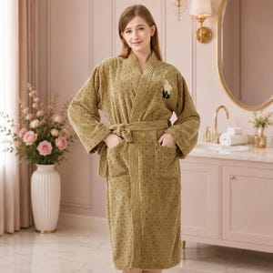 Women's Cotton Bathrobe | Soft Spa Robe with Belt & Pockets Gift for him