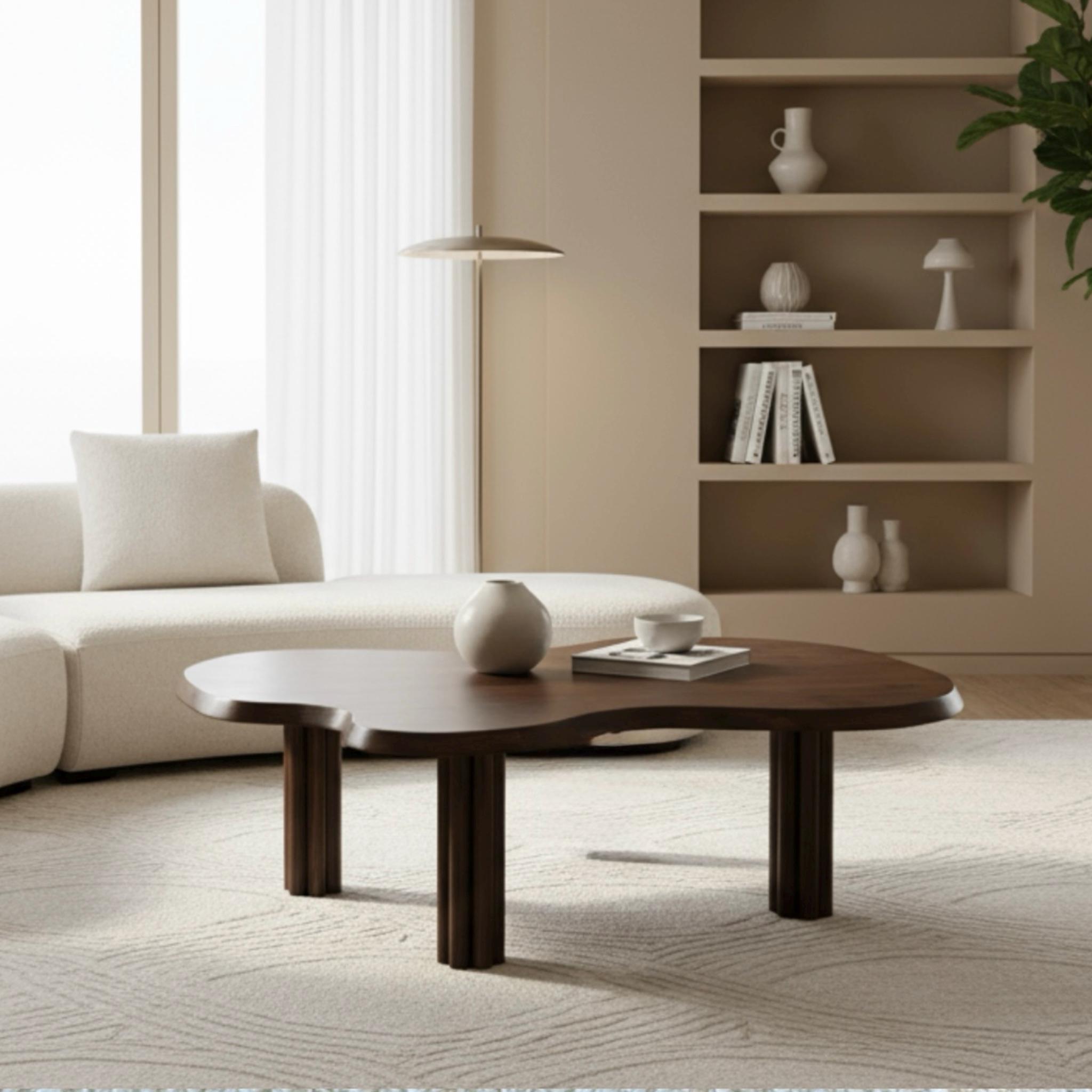 Table Basse Bois Massif Forme Organique