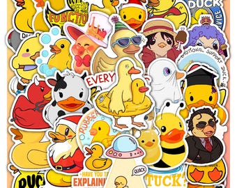 Rubber Sticker Sheet Duck , Yellow Duck Vinyl Decals 40 Piece