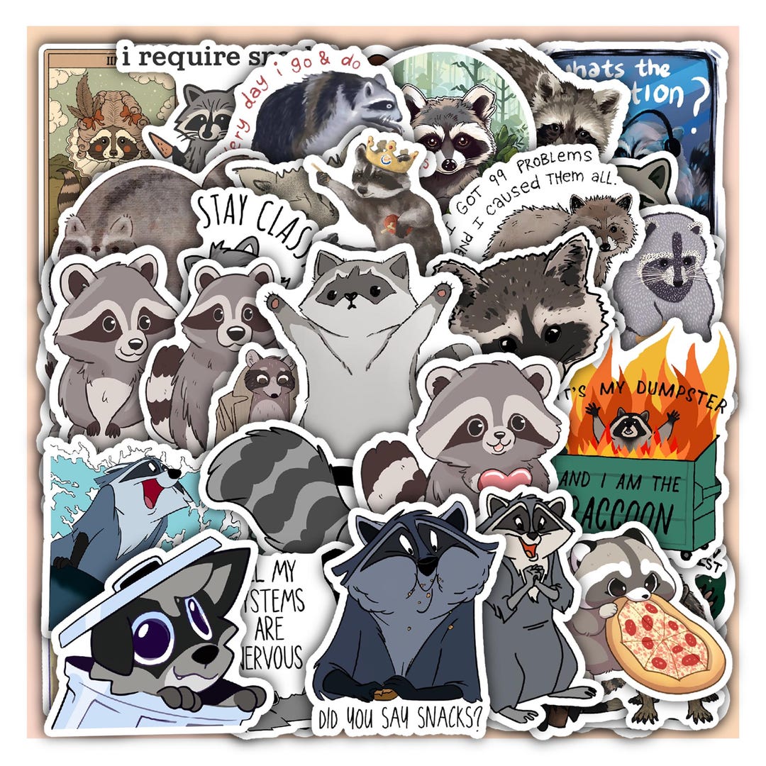 Clearance Sticker Sheet Raccoon -vinyl Decal 40 Pieces - Etsy