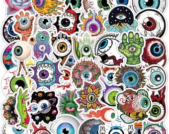 Eyeball Stickers Pack- 64 Pieces Vinyl Waterproof Decals