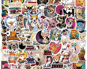 63Pcs Chihuahua Kawaii Stickers Pack - Dog Vinyl Decals for Water Bottle ,Laptop