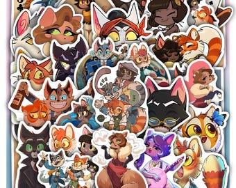 Lackadaisy Sticker Sheet - Vinyl Decals For Laptop, Water Bottle, Gifts 40 Piece