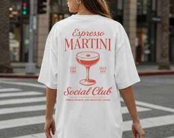 Camiseta Espresso Martini Social Club, Camiseta de Coquetel, Camiseta para Amantes de Bebidas, Noite na Cidade, Camiseta, Presente para Ela, Presente para Ele, Vintage, Tamanho Grande