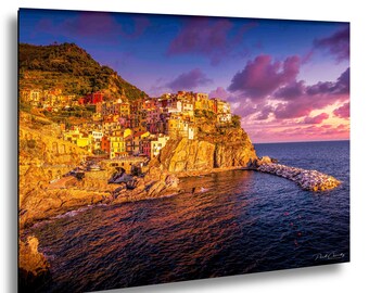 Manarola Cinque Terre Photo Italy Sunset Coastline Colorful Houses Sea View Cliff Village