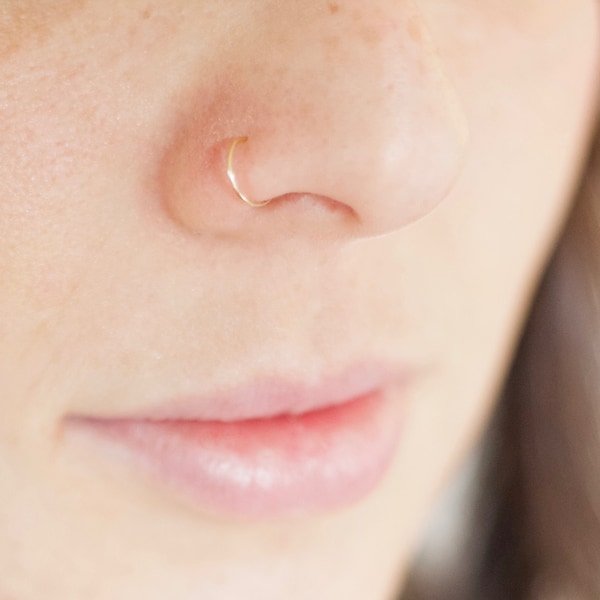 Rose Gold Fill Nose Hoop - Rose Gold Nose Ring Hoop - Nose Jewelry Rings - Nose Piercing Rings Hoops - 20 22 18 Gauge Nose Piercing Ring