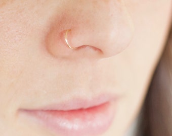 Rose Gold Fill Nose Hoop - Rose Gold Nose Ring Hoop - Nose Jewelry Rings - Nose Piercing Rings Hoops - 20 22 18 Gauge Nose Piercing Ring