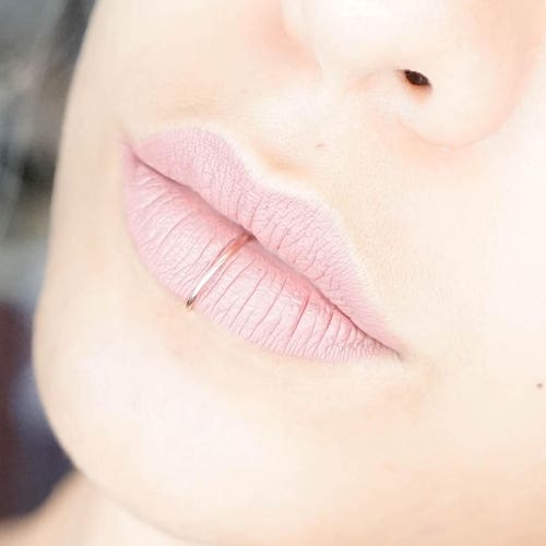 Rose Gold Lip Ring 20g Lip Ring Hoop Delicate Thin Fake Lip Etsy