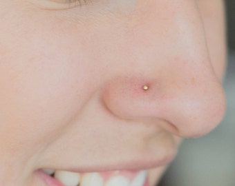 Tiny Nose Ring, Ball Stud Nose Piercing, Dainty Stud Nose Ring, Simple Gold Nose Ring, Ball Nose Ring Stud 22g, Gold Ball Nose Piercing