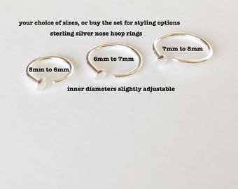 Adjustable Nose Ring Hoop, 5mm-6mm 6mm-7mm 7mm-8mm, 20 Gauge Nose Hoop Ring, Nose Hoop, Nose Ring Gold 20g, 20g Open Gold Nose Hoop