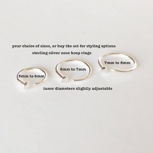 Adjustable Nose Ring Hoop, 5mm-6mm 6mm-7mm 7mm-8mm, 20 Gauge Nose Hoop Ring, Nose Hoop, Nose Ring Gold 20g, 20g Open Gold Nose Hoop