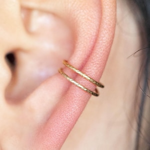 Ear Cuff Earring, Non Pierced Ear wrap, Fake Earring Piercing, Huggie Conch, Double Wire Cartilage Cuff, Faux Cuff Earring, Dainty Earrings