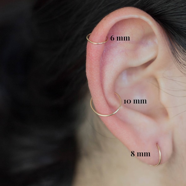 Small Hoop Cartilage Earring , Hoop Earring Gold, Micro Gold Hoops, Helix Hoop Ring, 14k Yellow Gold Fill, Piercing Jewelry for Women,