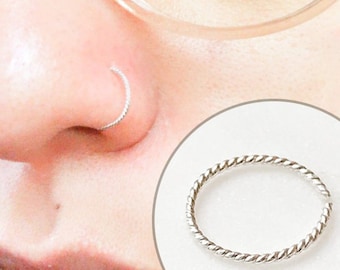 TWISTED Nose Ring Rope Septum Ring Rainbow Cartilage Hoop Tragus Earrings Helix
