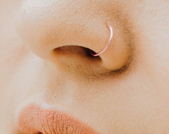 24 Gauge Rose Gold Filled Nose Ring: Extra Thin Hoop