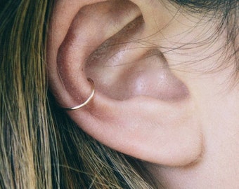 Ear Cuff Wrap No Piercing Necessary - 18g 10mm Ear Cuff - Rose Yellow Gold or Silver - Cartilage Earring For Women and Men