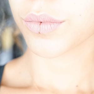 20g Lip Ring Hoop, Delicate Thin Fake Lip Piercing, 8mm Snug Adjustable Lip Ring, Tiny Lip Ring Gold, kim lip ring, Lip Cuff, Lip Ring Fake image 4
