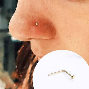 Rose Gold Small 1 mm Nose Piercing Stud - Rose Gold Nose Piercing Ring - 1mm Flat Dot Stud Nose Ring - 24 Gauge - Tiny Nose Stud - Nose Ring