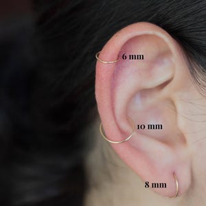 Small Hoop Cartilage Earring , Hoop Earring Gold, Micro Gold Hoops, Helix Hoop Ring, 14k Yellow Gold Fill, Piercing Jewelry for Women,