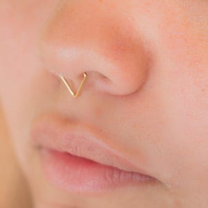 Bull Ring - Cow Piercing - Septum Ring -  Triangle Cartilage Earring -  Cartilage Hoop Earring - Geometric Shape Triangle Cartilage Earrings