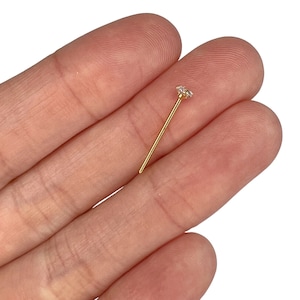 Surgical Steel 20g 3mm CZ Self Sizing Bending Nose Stud | Gold Plated Surgical Steel | Adjustable Nose Stud with 3mm Stone | Adjustable Post
