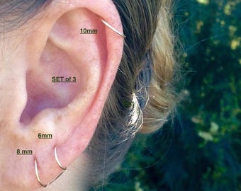 Orecchini a cerchio in argento sterling per cartilagine: elica infinita, trago, rook