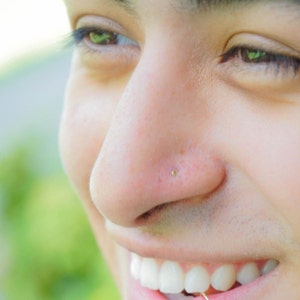 14k Solid Gold  20g Tiny Nose Piercing - Dainty Nose Piercing Stud - Dot Stud - Tiny Nose Stud - 20 Gauge L Nose Stud