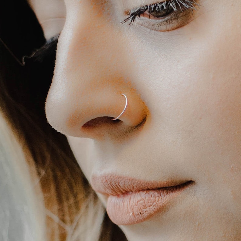 22 Gauge Rose Gold Filled Nose Hoop Ring Delicate Nose Etsy