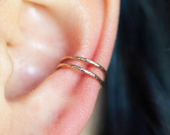 Double Rose Gold Filled Ear Cuff, Non Pierced Cartilage Clip