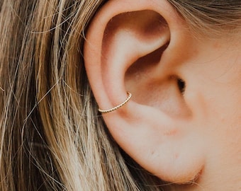 Gold Filled Twist Wire Ear Cuff - Helix Cartilage Hoop