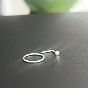 Nose Hoop and Stud Gift Set, 20G Nose Hoop Piercing, Thin Snug Nose Hoop, 1mm Dot Flat Stud, 14K Gold Filled Gift Set, Dainty Nose Ring Set